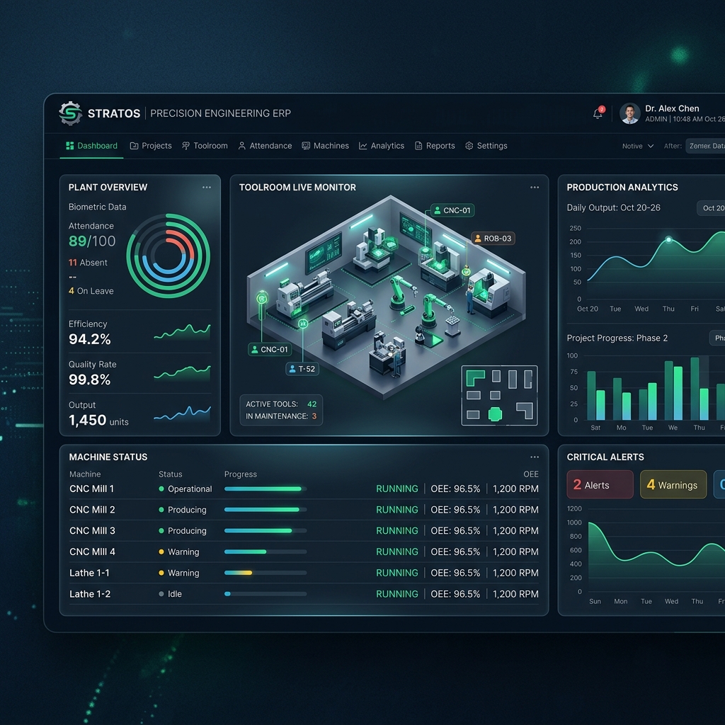 Stratos toolroom operations dashboard